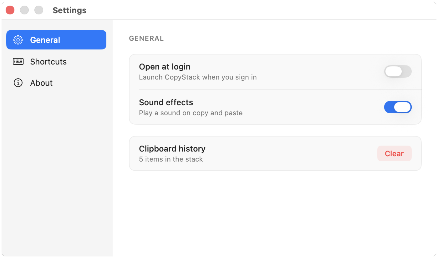 General settings